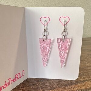 Pink Crystal Triangle Dangle Earrings with Hypoallergenic Hooks